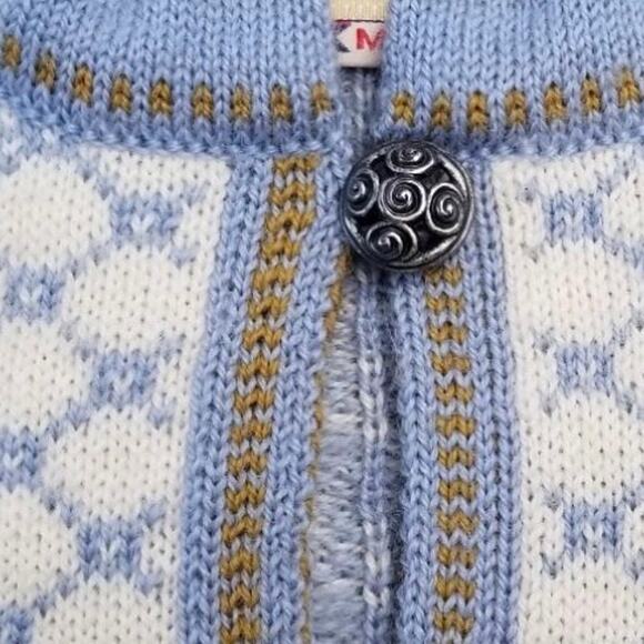 Dale of Norway Cardigan Blue White Wool Nordic Fair Isle Knit Sweater Sz Medium - Picture 3 of 10